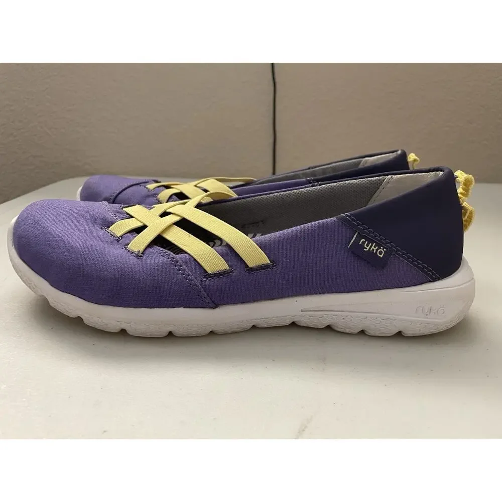 rykä Sneakers Women's 7.5M Purple & Yellow Elastic Bands Walking Shoe